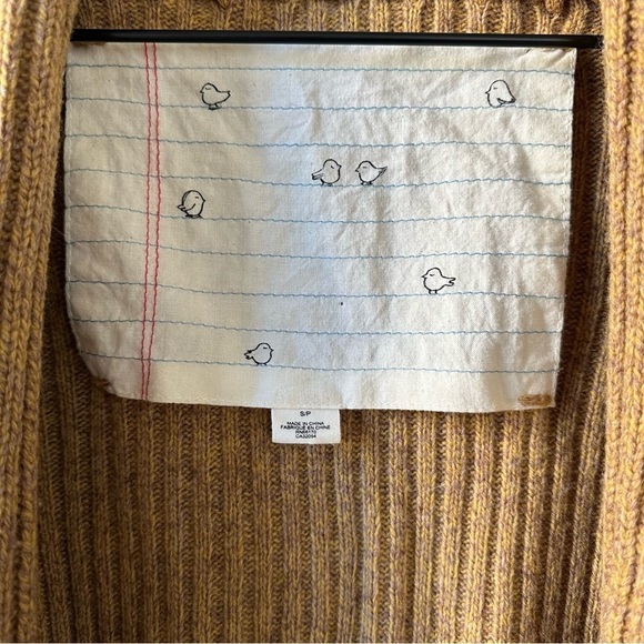 Anthropologie Birds On A Wire Yellow Wool Blend Knit Cardigan Sweater Small - Picture 3 of 8